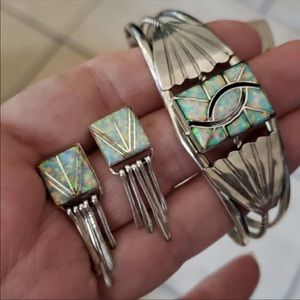 Navajo Sterling silver and opal bracelet